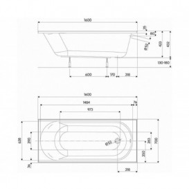 Ванна акриловая прямоугольная Kolo коллекция Opal Plus 160х70х42 XWP136000N