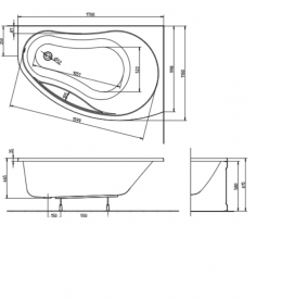 Ванна акриловая угловая Kolo коллекция Promise 170х110х47 R XWA3270000
