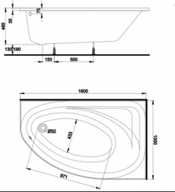 Ванна акриловая угловая Kolo коллекция Spring 160х100х47 R XWA3060000