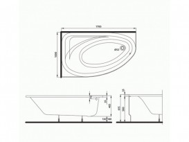 Ванна акриловая угловая Kolo коллекция Spring 170х100х47 L XWA3071000