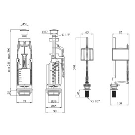 Комплект арматури для бачка унітазу Kroner KRM KIT7757 два режими CV032086