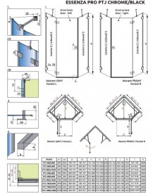 Комплект бічних стінок Radaway Essenza Pro PTJ 90Zx100S хром/прозоре скло 10100700-01-01