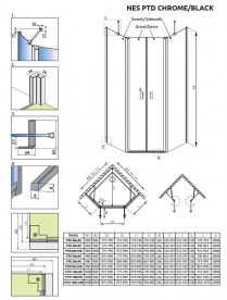 Комплект бічних стінок Radaway Nes Black PTD 90Zх100S чорний/прозоре скло 10051500-54-01