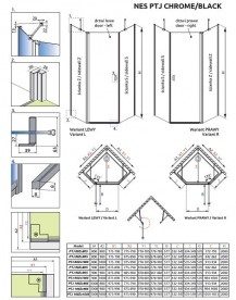 Комплект бічних стінок Radaway Nes Black PTJ 80Zх80S чорний/прозоре скло 10052500-54-01
