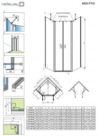 Комплект бічних стінок Radaway Nes PTD 80Zх100S хром/прозоре скло 10051300-01-01