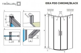 Комплект душових бічних стінок Radaway Idea Black PDD 80х90 нерухомі прозоре скло 387151-54-01