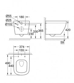Комплект инсталляции Grohe Rapid SL c унитазом с сиденьем и клавишей Skate Cosmopolitan 39206CB0