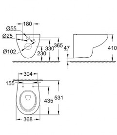 Комплект інсталяції Grohe Solido 5 в 1 з унітазом Bau Ceramic із сидінням та клавішею змиву 39901000