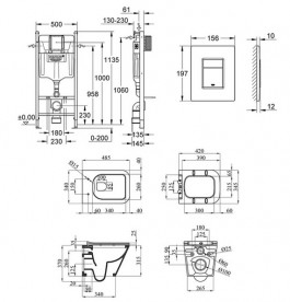 Комплект инсталляции Grohe Solido Even 4 в 1 c унитазом сиденьем и клавишей смыва UA38971966B