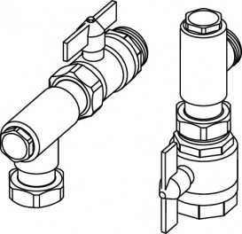 Комплект кранів для підключення колектора TECE TECEfloor 3 / 4ВР х 1НР кутові латунь 77381002
