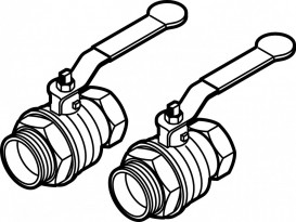 Комплект кульових кранів Viega Fonterra 1041.2 Rp1½ латунь нікельована 696085