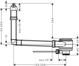 Комплект слива и перелива для раковины Hansgrohe пластик белый 50005000