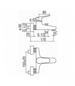 Комплект смесителей Blues для ванной 3 в 1 хром BS101111