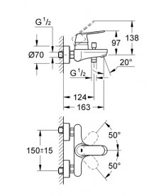 Комплект смесителей для ванной Grohe Eurosmart Cosmopolitan 3 в 1 с душевым набором хром UA126112M0