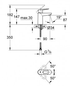 Комплект змішувачів для ванної Grohe BauLoop 3 в 1 з душовим набором хром UA123220S1