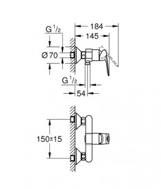 Комплект змішувачів для ванної Grohe BauLoop 3 в 1 з душовим набором хром UA123220S1