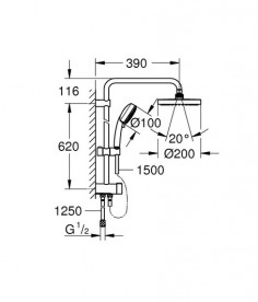 Комплект смесителей для ванной Grohe BauLoop 3 в 1 с душевой системой хром UA123215TM