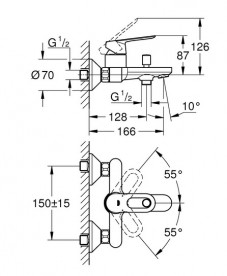 Комплект смесителей для ванной Grohe BauLoop 3 в 1 с душевой системой хром UA123215TM