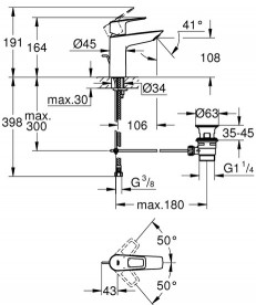 Комплект смесителей для ванной Grohe BauLoop 3 в 1 с душевой системой хром UA123215TM