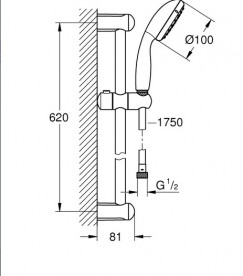 Комплект смесителей для ванной Grohe BauLoop 3 в 1 с душевым набором хром UA123215M1