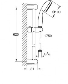 Комплект змішувачів для ванної Grohe Euroeco 3 в 1 з душовим набором хром 123226S