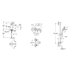 Комплект смесителей для ванной Grohe Eurosmart 3 в 1 с душевым набором хром UA123244M1