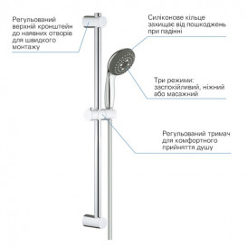 Комплект змішувачів для ванної Grohe QuickFix Get 3 в 1 з душовим набором хром UA202701MQ