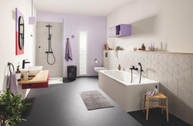 Комплект змішувачів для ванної Grohe QuickFix Start 3 в 1 із душовим набором чорний матовий UA303301MQ