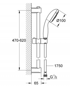 Комплект смесителей для ванной Grohe QuickFix Start 3 в 1 с душевым набором хром UA202301MQ