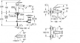 Комплект смесителей для ванной Grohe QuickFix Start 3 в 1 с душевым набором хром UA202301MQ