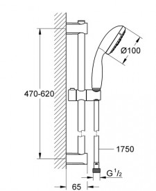 Комплект змішувачів для ванної Grohe QuickFix Start 3 в 1 з душовим набором хром UA202304TS