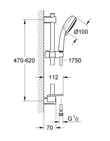 Комплект змішувачів для ванної Grohe QuickFix Get 3 в 1 з душовим набором хром UA202702MQ