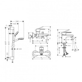 Комплект смесителей для ванной Нansgrohe Vernis Blend со штангой латунь хром 71550111