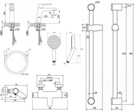 Комплект смесителей для ванной с душевым гарнитуром Ravak Termo 5 в 1 (HA 012,TE 022,953.00,972.00,914.00) 70320277