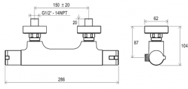Комплект змішувачів для ванної з душовим гарнітуром Ravak Termo 5 в 1 (HA012.00 + TE032.00 + 953.00 + 972.00 + 914.00) 70320278