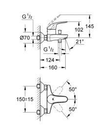 Комплект змішувачів для ванної з душовим гарнітуром Grohe Euroeco 3 в 1 хром 123226