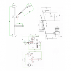 Комплект змішувачів для ванної з душовим гарнітуром Fiore Kevon хром KEVONSET3X1