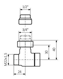 Комплект Теrma інтегрований запірний кутовий латунь сатин WRZOSSC1-ST