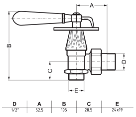 Комплект Теrma Сlassic Art регулюючий кутовий антрацит TGERANT01