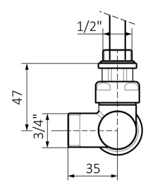 Комплект термостатический Теrma интегрированный угловой с трубкой правый латунь сатин WRZT5G6-ST
