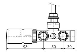 Комплект термостатический Теrma интегрированный угловой с трубкой правый латунь сатин WRZT5G6-ST