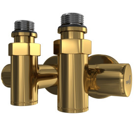Комплект угловых кранов для полотенцесушителя Mario под ТЭН золото 4820258983759