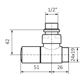 Комплект вентилей Теrma регулирующий трехосный угловой латунь сатин WRZRCK1-ST