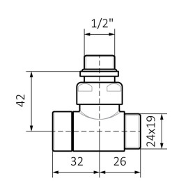Комплект вентилей Теrma регулирующий трехосный угловой латунь сатин WRZRCK1-ST