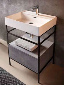 Консоль для раковины Hidra Faster Kiub 61х46 см темный бетон KSC60 112 cemento scuro