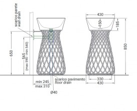 Консоль для раковины Hidra Wire металл белый матовый W3 006 bianco matt