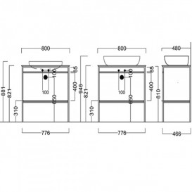 Консоль для раковини Kerama Marazzi Plaza Next для підлоги 80 см чорний матовий PL.N.80.01\BLK.M