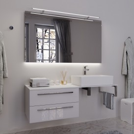 Консоль для раковины Marsan Oscar 130х50 МДФ белый/столешница акриловый камень Oscar2-130х50white