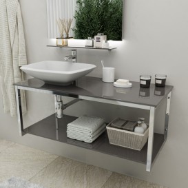 Консоль для раковины Marsan Quadro 110х50 см нержавеющая сталь/стекло бисмарк Quadro110х50bismarck