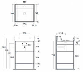Консоль для раковини Simas Agile для підлоги 51х46 см метал чорний матовий AGSA51